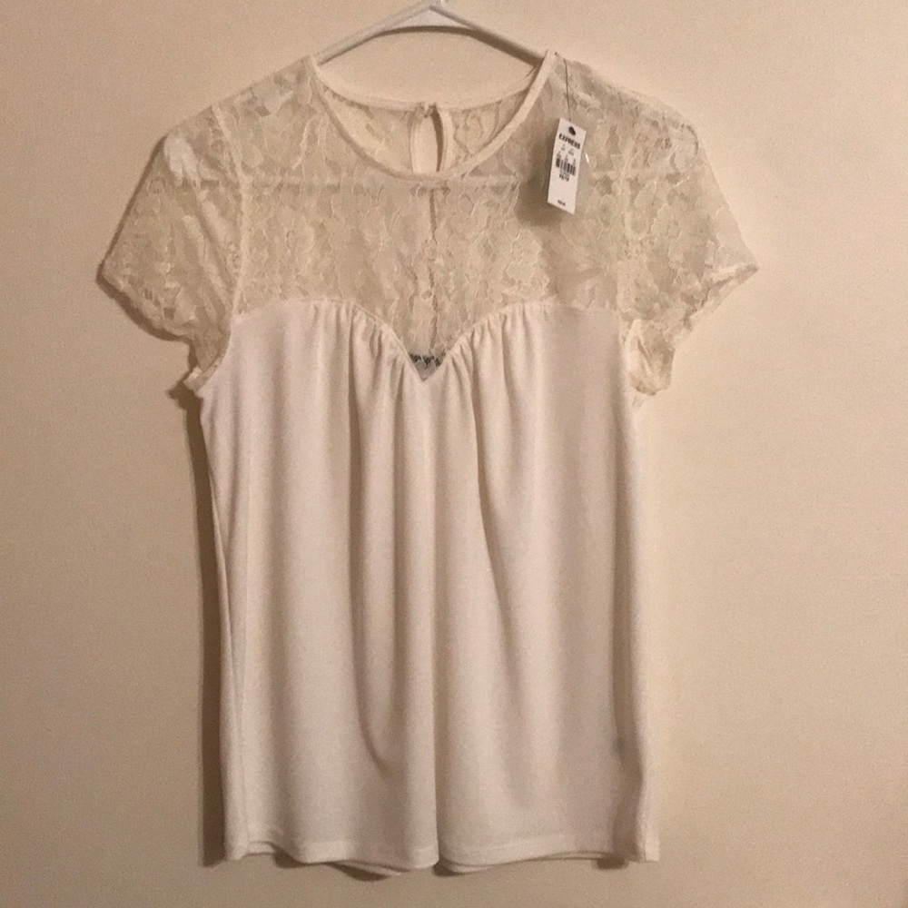 NWT- Express Cream Lace Top